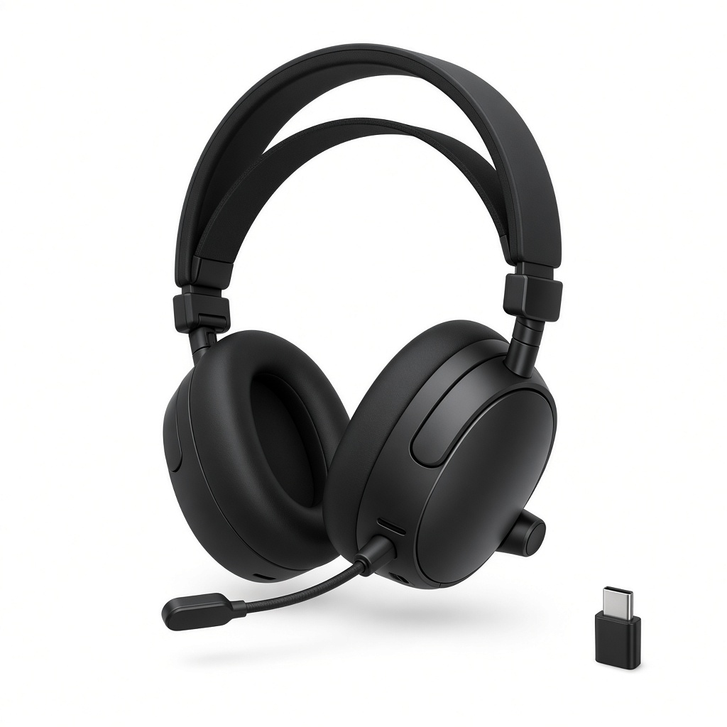 AI-generated product illustration of a black SteelSeries Arctis Nova 7 Gen 2 wireless headset. Not an official manufacturer photograph.