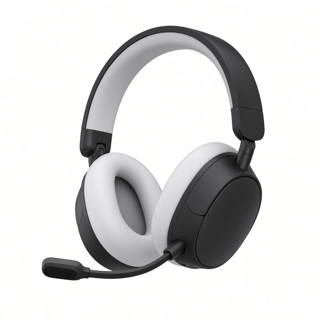 AI-generated product illustration of a black Turtle Beach Stealth 600 wireless headset with a flip microphone. Not an official manufacturer photograph.