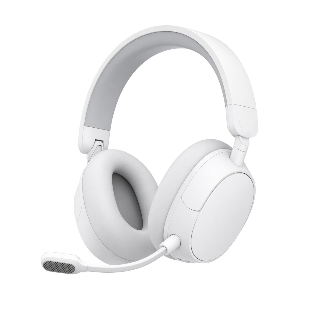 AI-generated product illustration of a white Turtle Beach Stealth 600 wireless headset with a flip microphone. Not an official manufacturer photograph.
